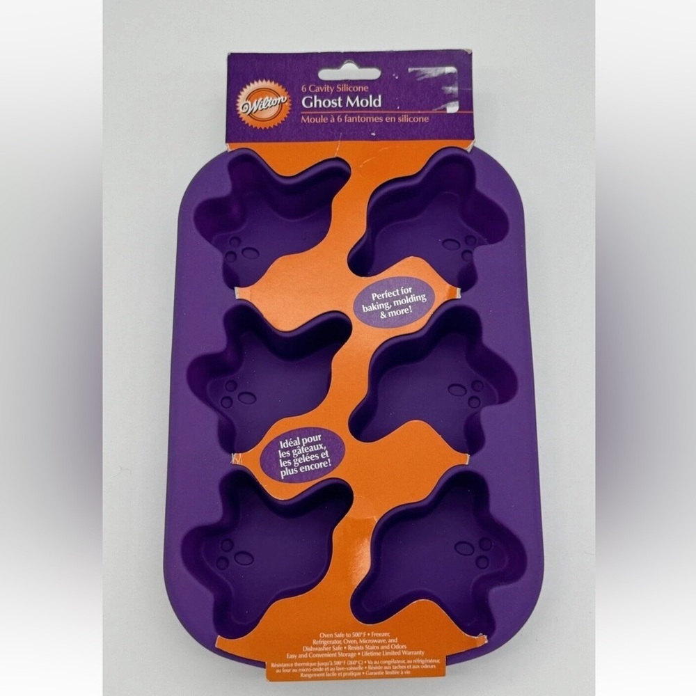 Wilton Ghost Non Stick Silicone Mold 6 cavity cupcake chocolate ice jello soap